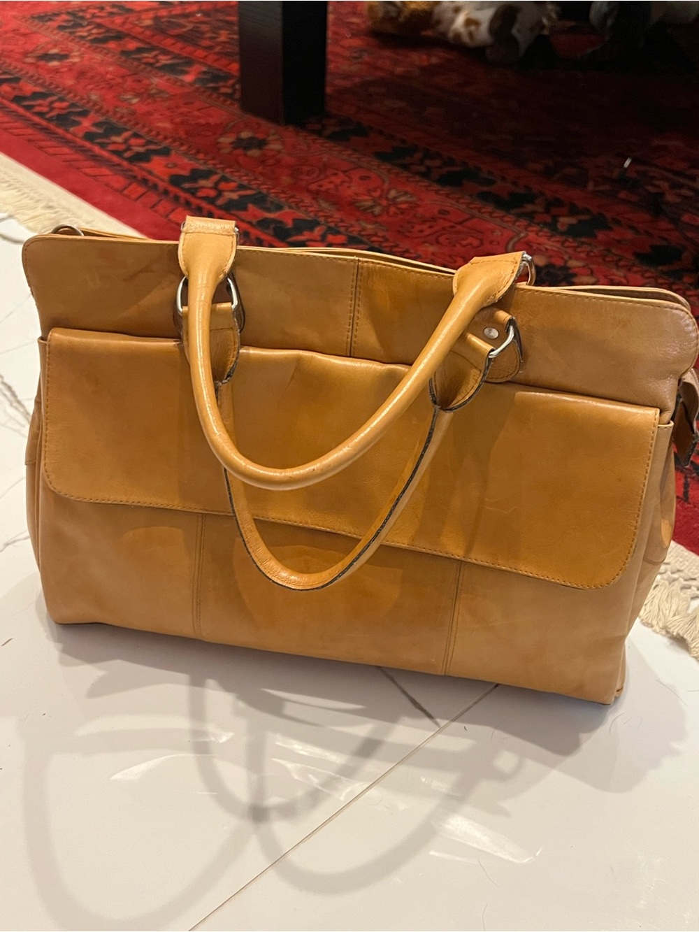 Beautiful vintage Astro bag made in Brazil from genuine leather. Warm cognac/tan